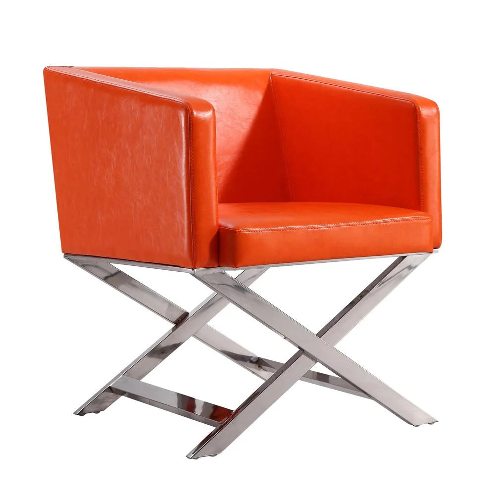 Black Polished Chrome Faux Leather Lounge Chair (Set of 2) E4943