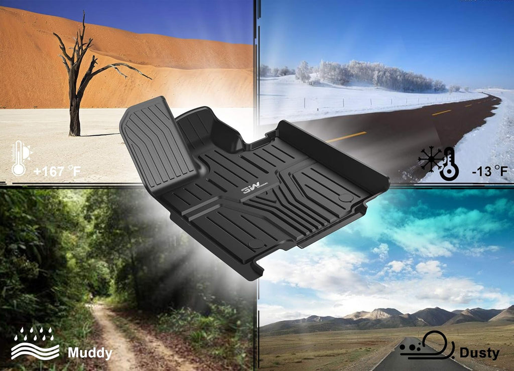 Black All Weather Heavy Duty TPE Car Floor Mats 2 Rows B21355