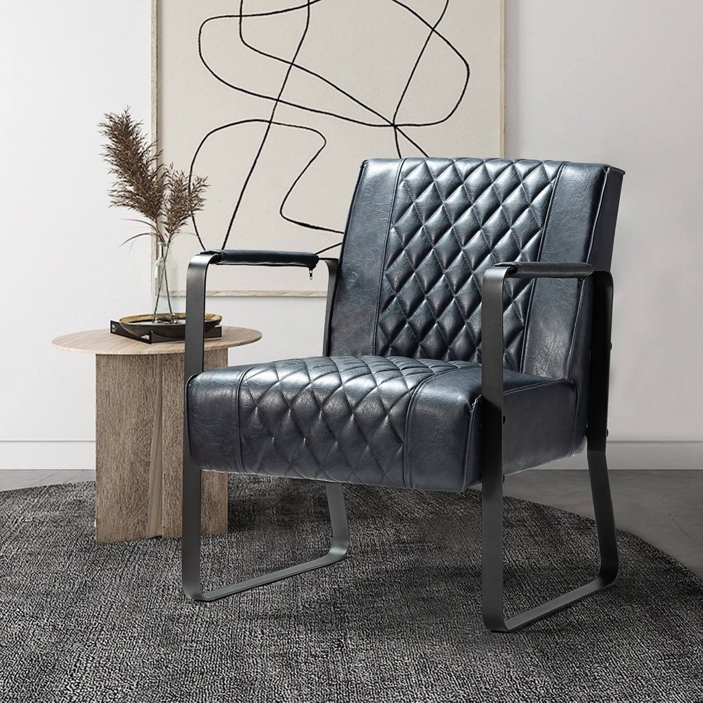Blue PU Tufted Back Chair U202669