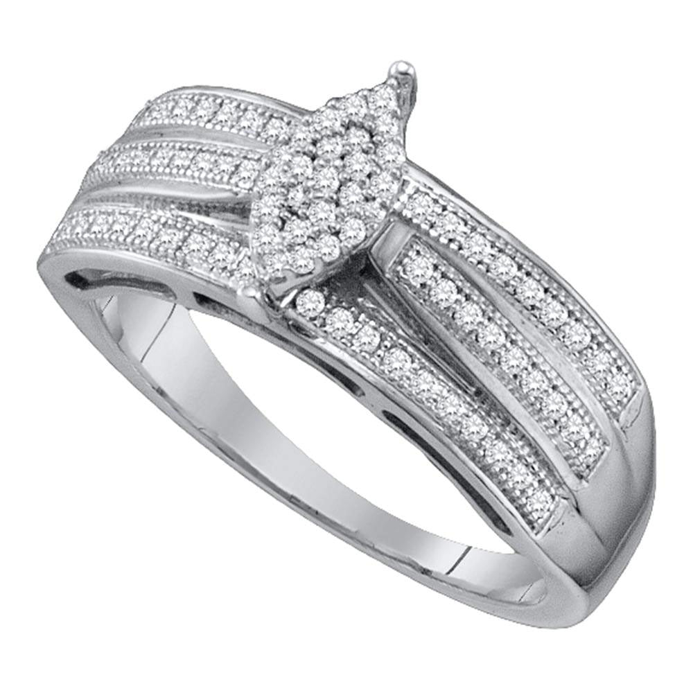 Sterling Silver Diamond Marquise Bridal Engagement Ring Size 7 P544139