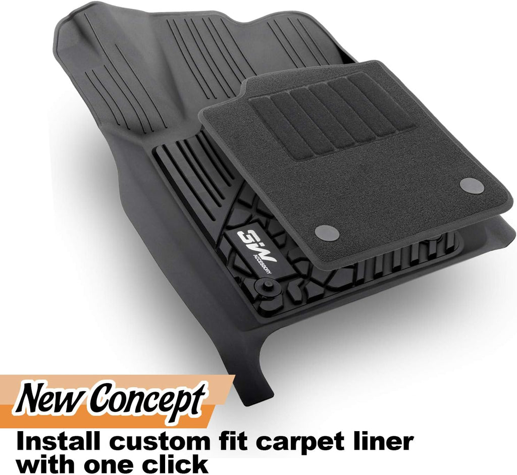 Black All Weather Heavy Duty TPE Car Floor Mats 2 Rows B21355