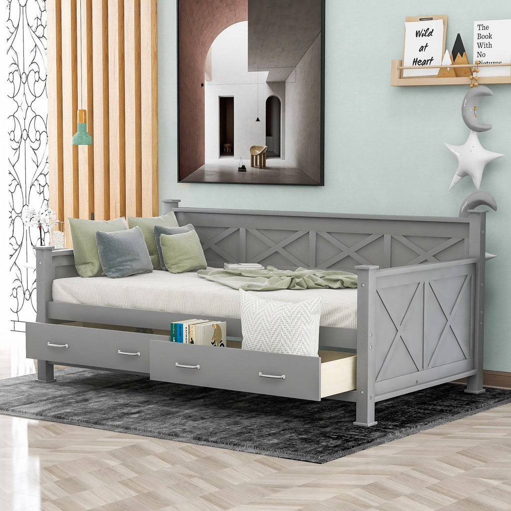 Grey Twin Size Daybed with 2 Large Drawers Z82807