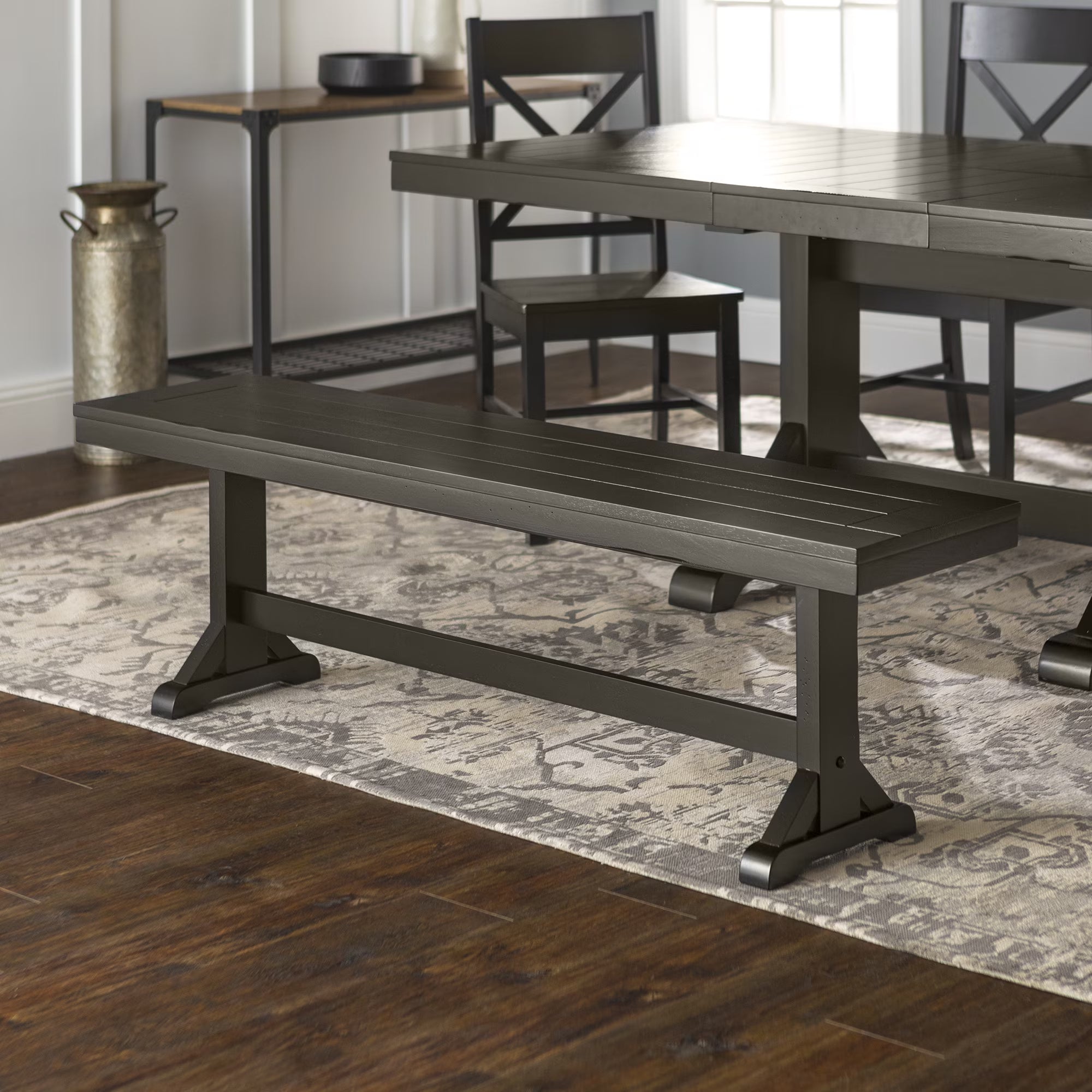 Antique Black Wood Bench I993
