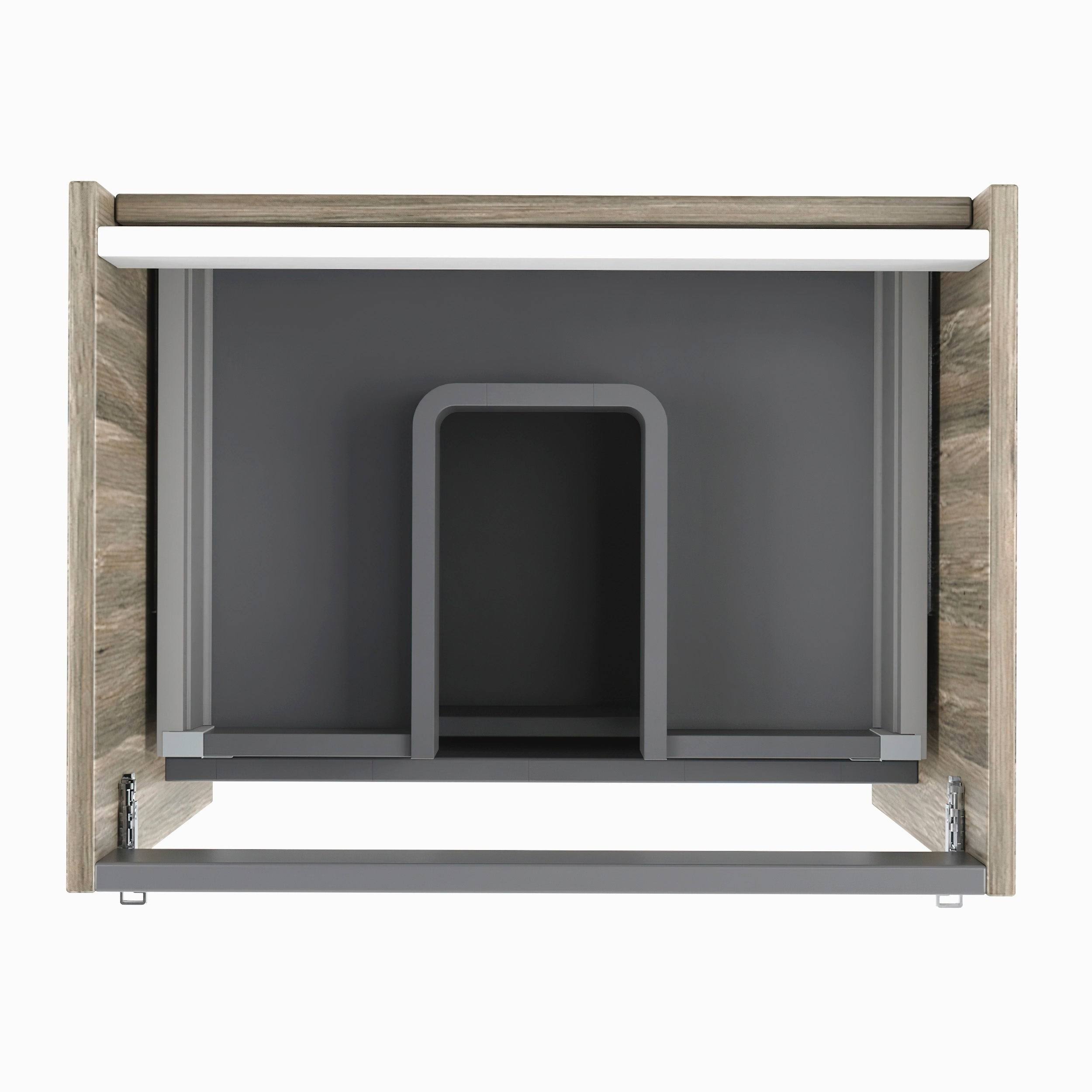 24 x 24 x 18 inch Oak Wood Bathroom Vanity Cabinet with Ceramic Top Sink T506010