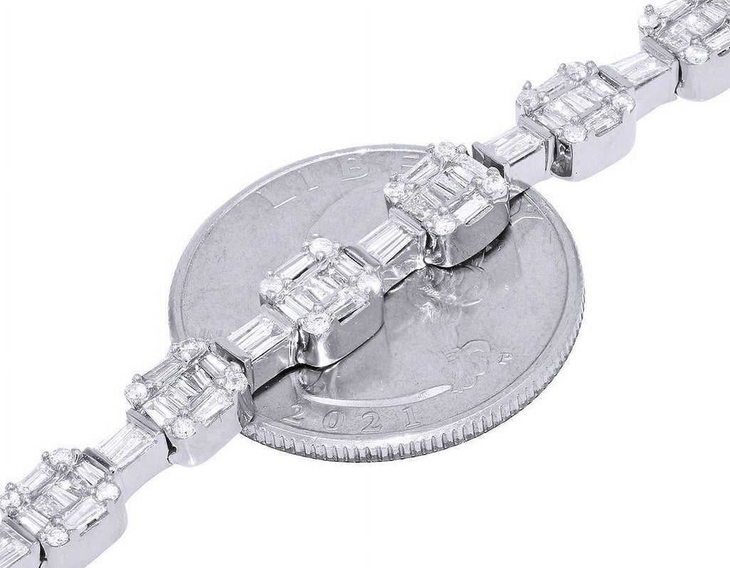 Diamond Square Link Bracelet Gold 6MM 8.5" J947