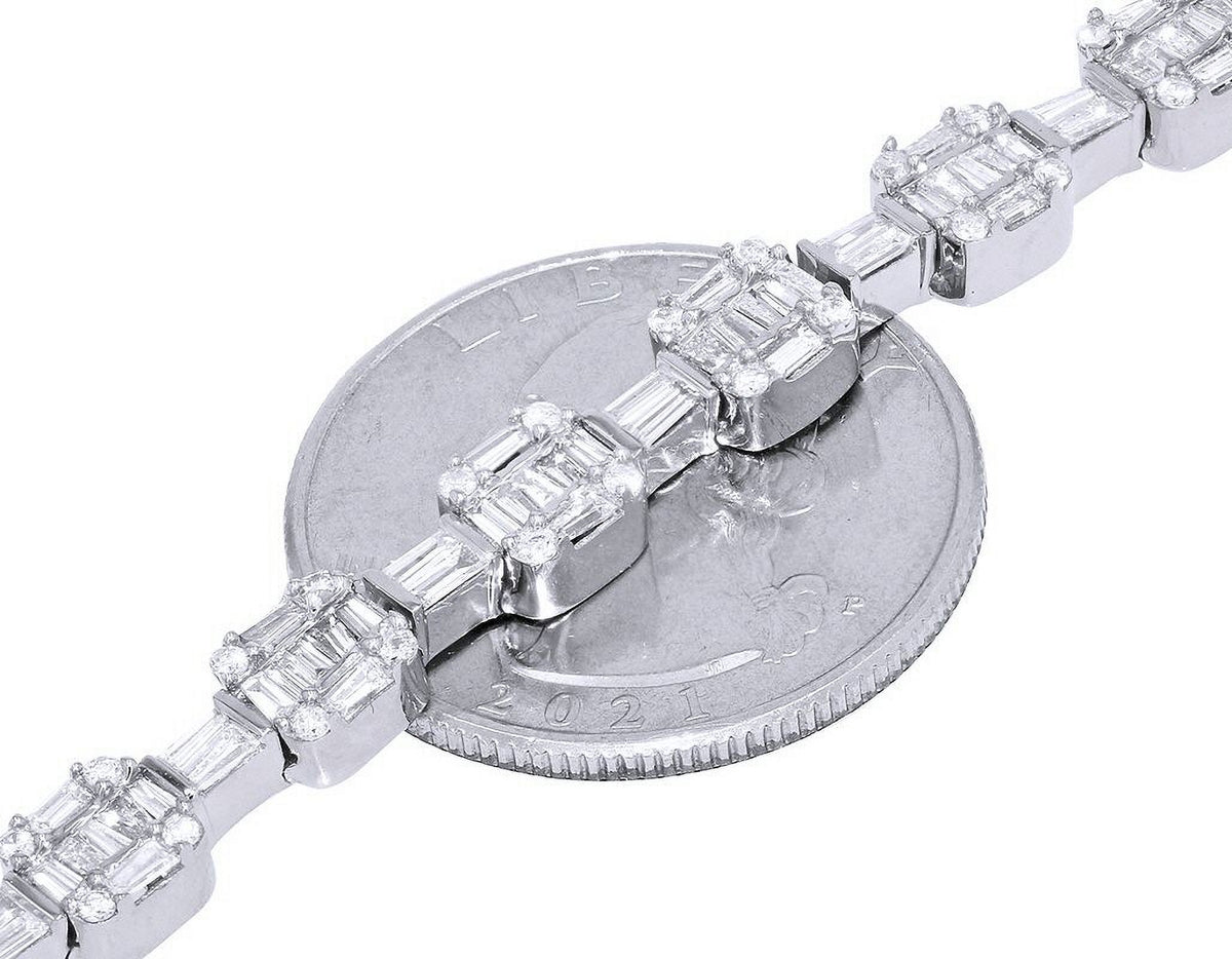 Diamond Square Link Bracelet Gold 6MM 8.5" J947