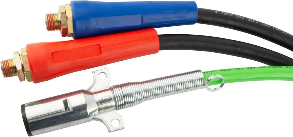 15 Ft 3 in 1 ABS & Air Power Line Hose Wrap 7 Way Electrical Cable with Handle Grip & Gladhands for Semi Truck Trailer Tractor C768