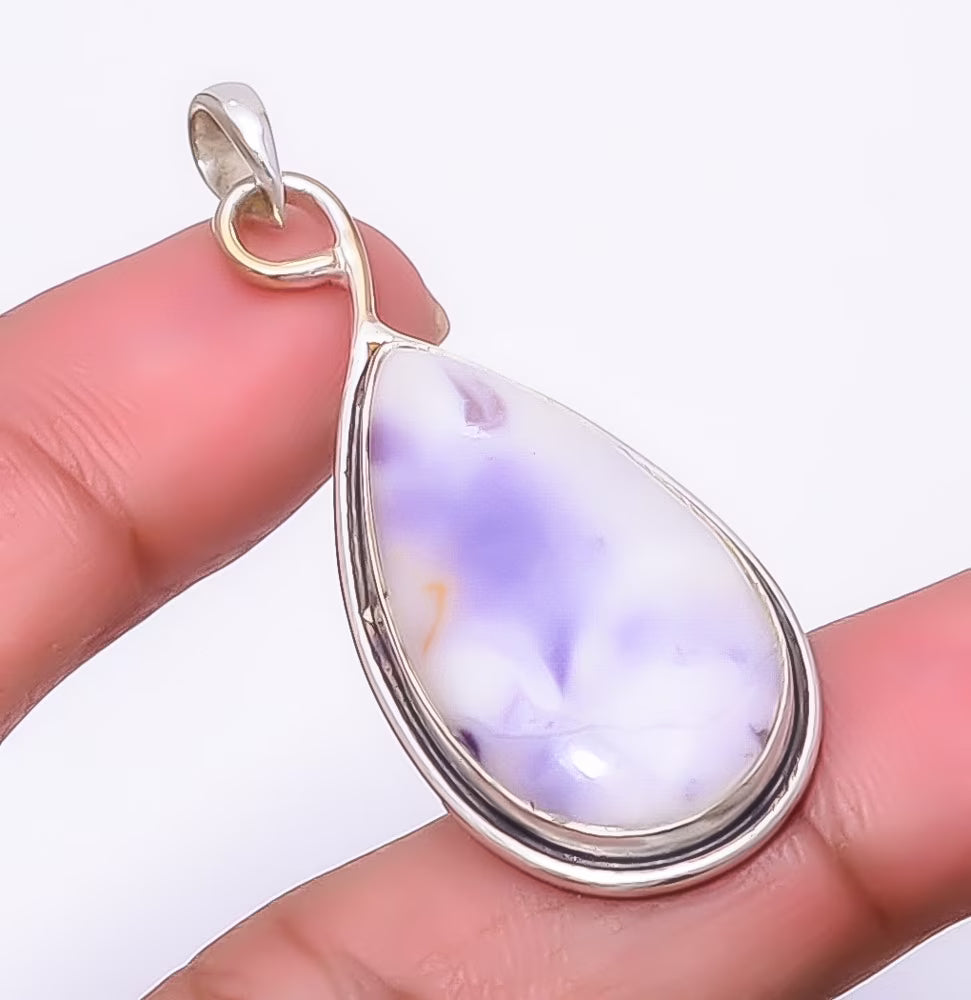 Tiffany Stone 925 Silver Plated Pendant 1.95" V390