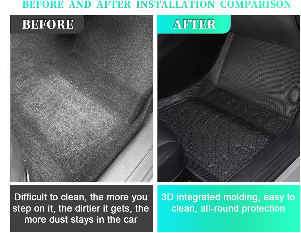 3PCS Waterproof Rubber Floor Mats for Tesla Model 3 Trunk Liner C39177