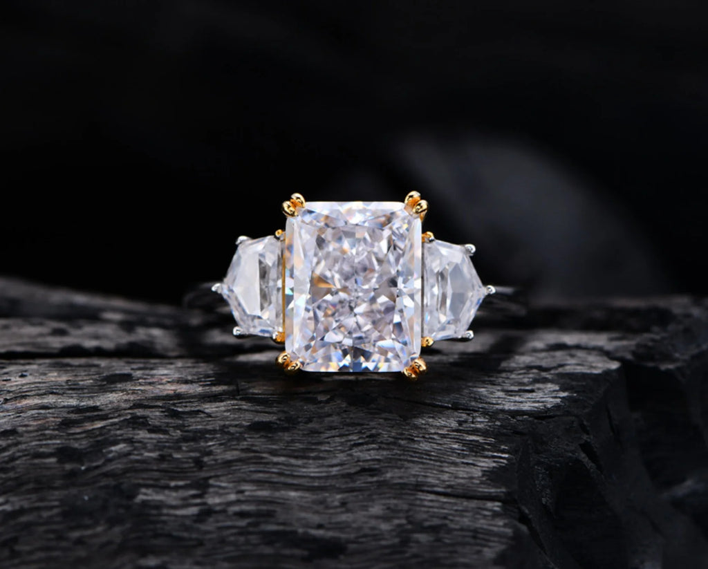 S925 Sterling Silver Radiant Cut Engagement Ring P15311