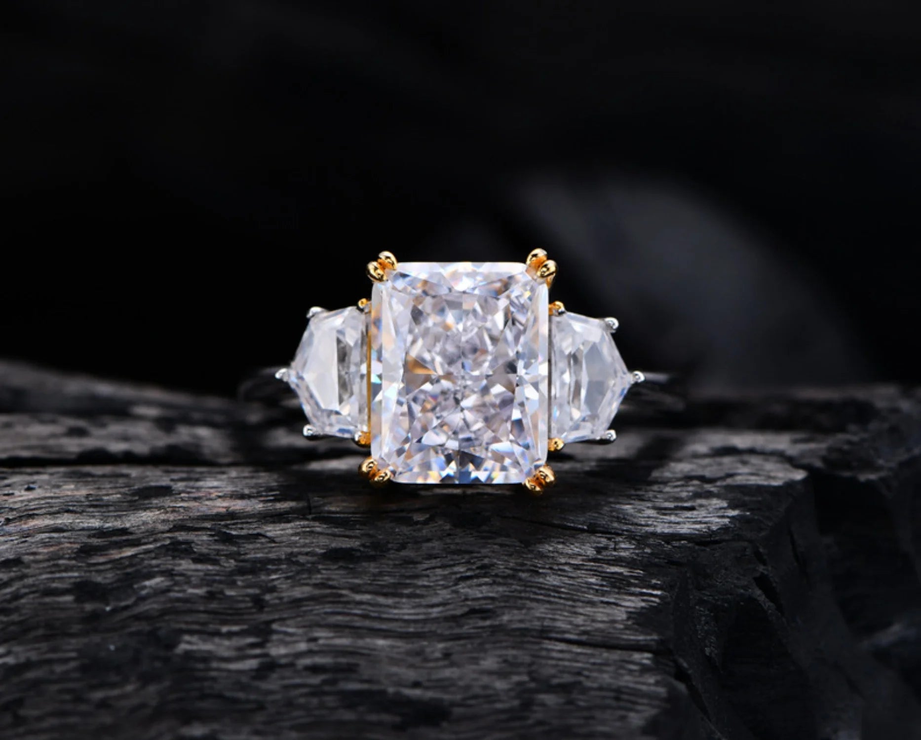 S925 Sterling Silver Radiant Cut Engagement Ring P15311