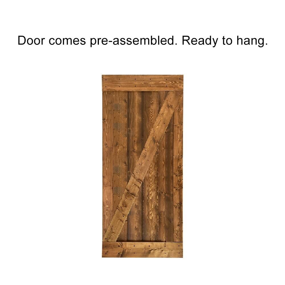 24 in. x 84 in. Weather Oak Stained Wood Interior Sliding Barn Door with Hardware Kit U56711
