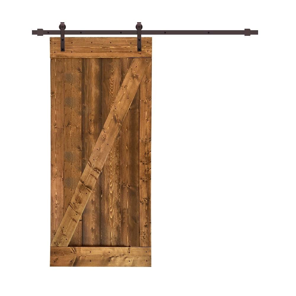 24 in. x 84 in. Weather Oak Stained Wood Interior Sliding Barn Door with Hardware Kit U56711