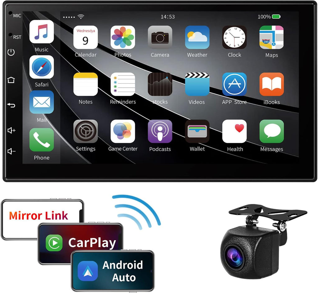 7 Inch Double Din Car Stereo with Backup Camera T3694
