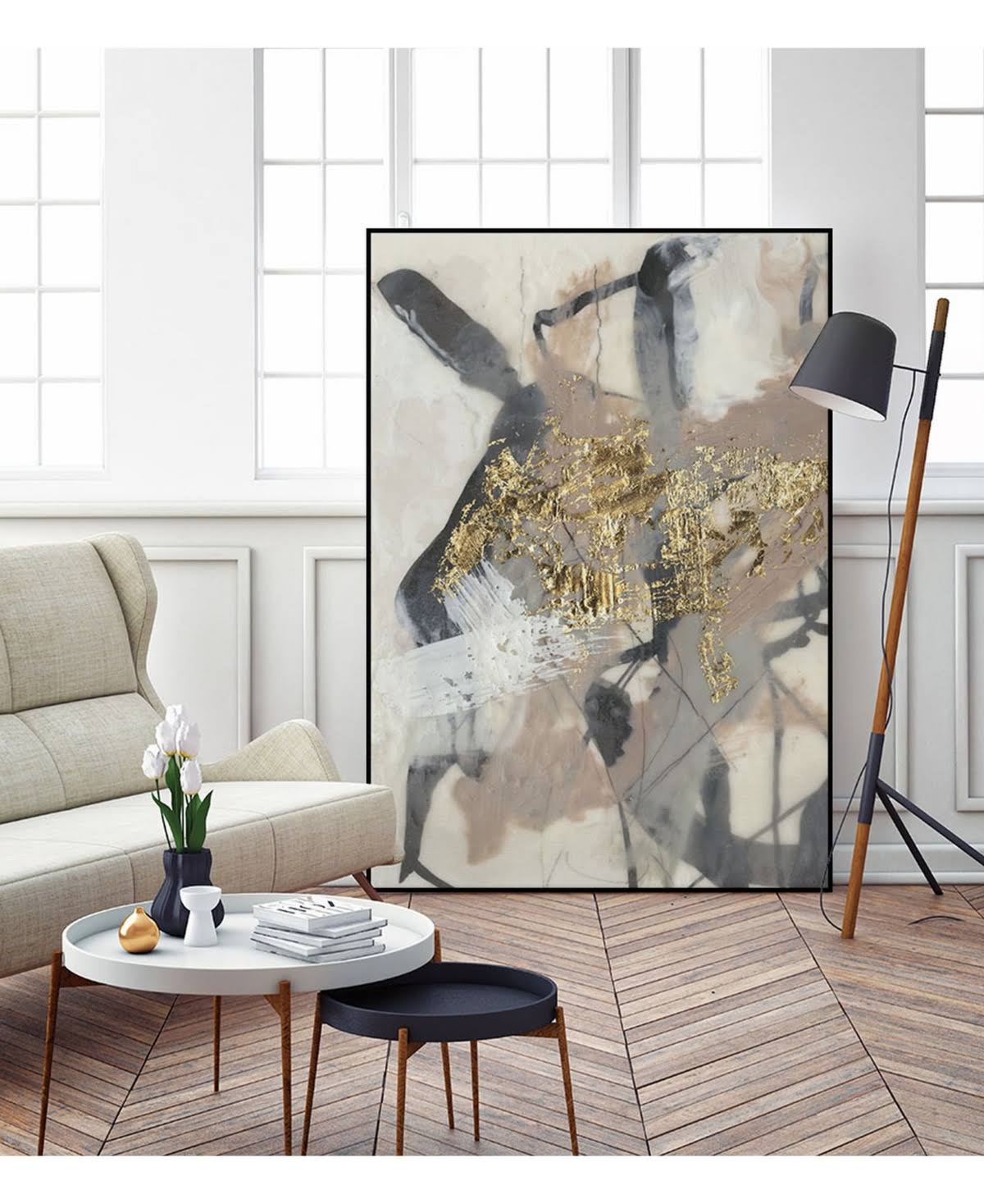 Golden Blush Framed Canvas Art K885
