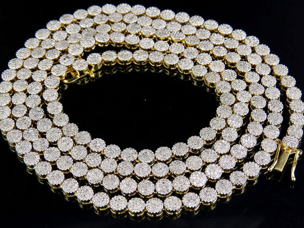 10K Yellow Gold Diamond Pave Chain Necklace I18086