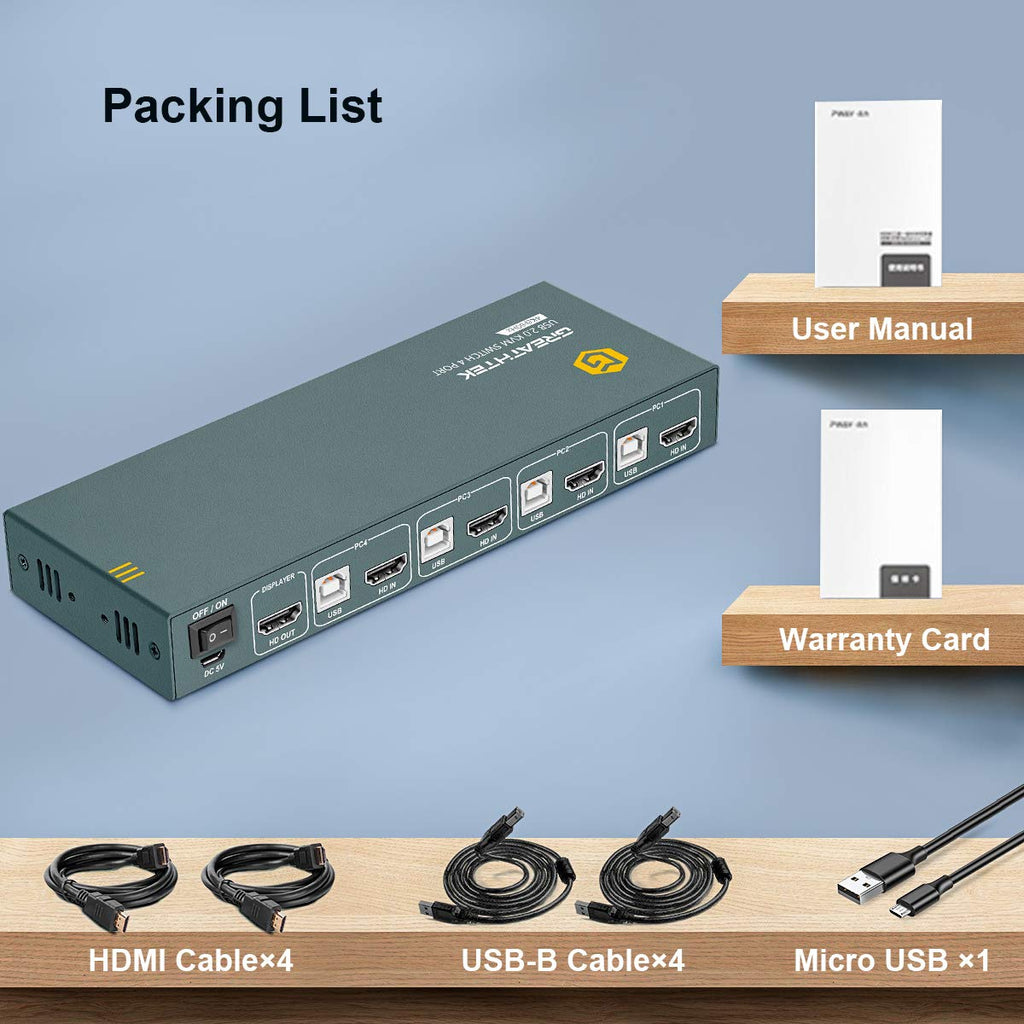 KVM Switch HDMI 4 Port 4K@60Hz 4USB 2.0 F603688