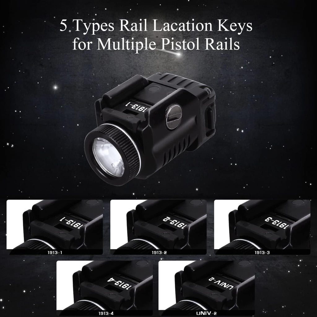 Tactical Flashlight, Pistol Light Rail Mounted 500 Lumens Compact Weapon Lights J342