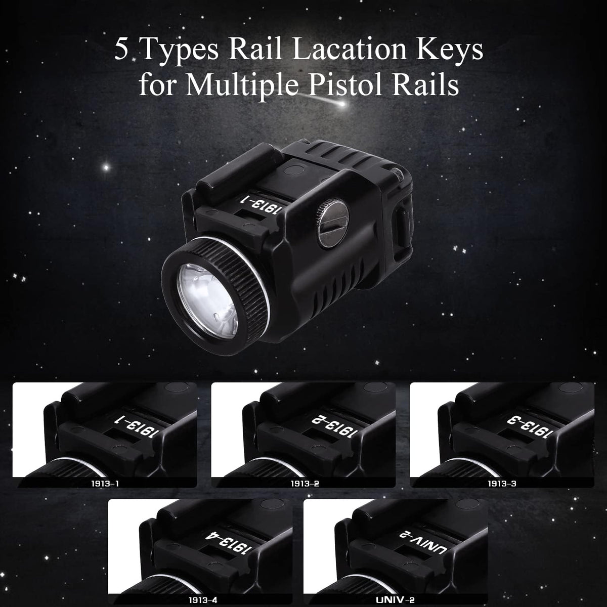 Tactical Flashlight, Pistol Light Rail Mounted 500 Lumens Compact Weapon Lights J342