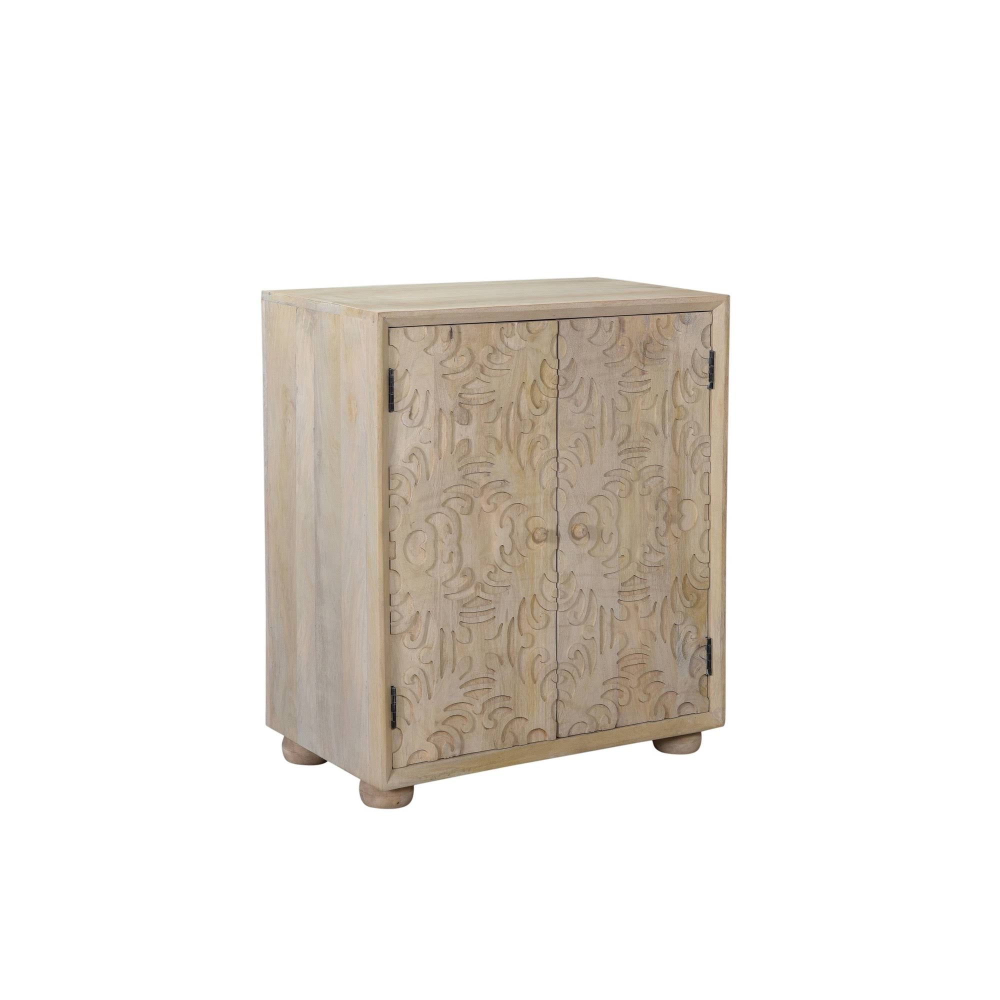 2 Door Carved Cabinet Natural N385651