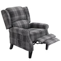 Gray Check Upholstered Recliner Chair with Adjustable Footrest and Side Pocket M47147