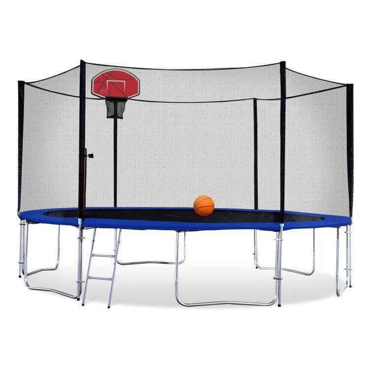 13ft Round Trampoline with Basketball Hoop Safety Enclosure Pad Ladder K3994