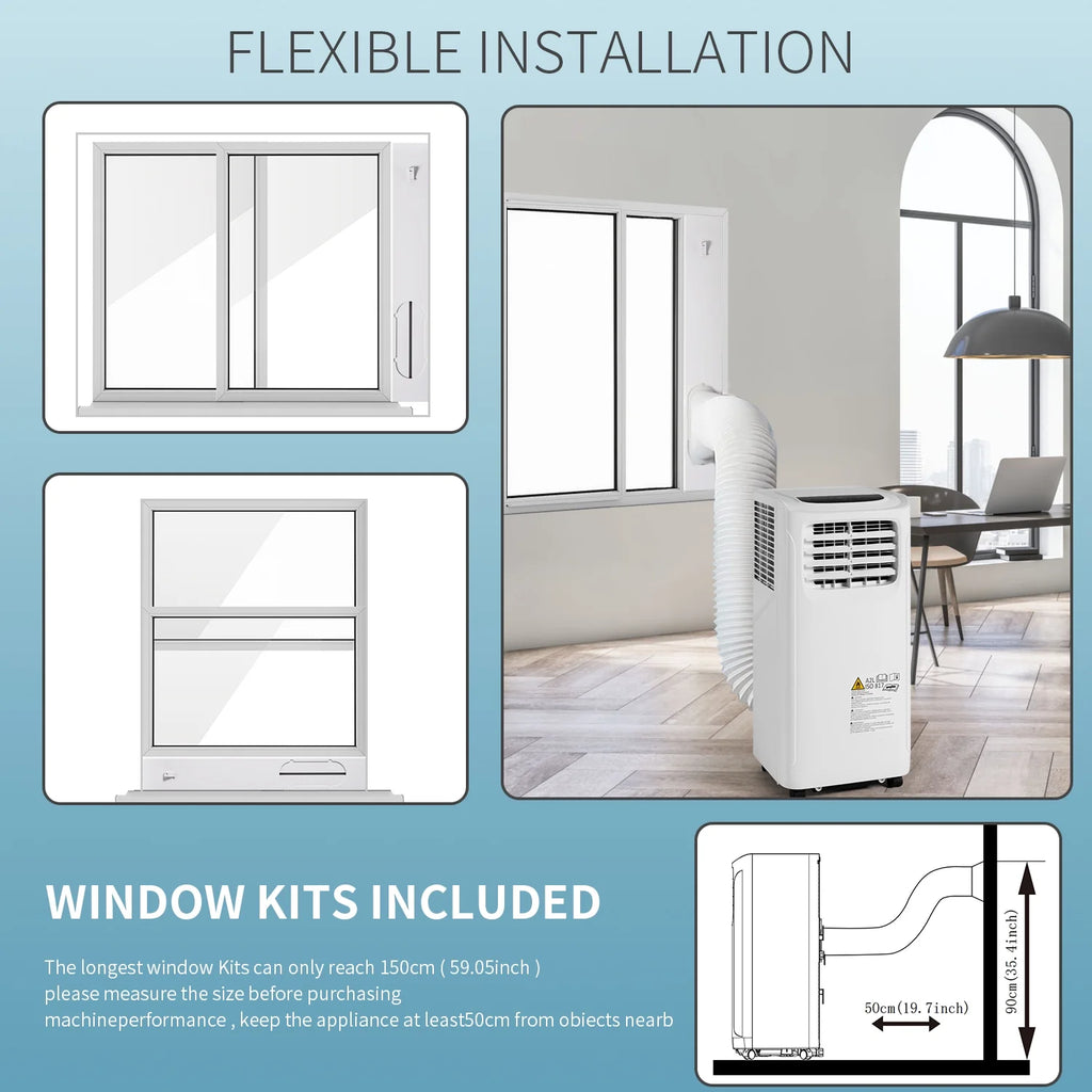 White 9700 BTU Portable Air Conditioner with Dehumidifier Function and Fan Mode with Window Kit Y838
