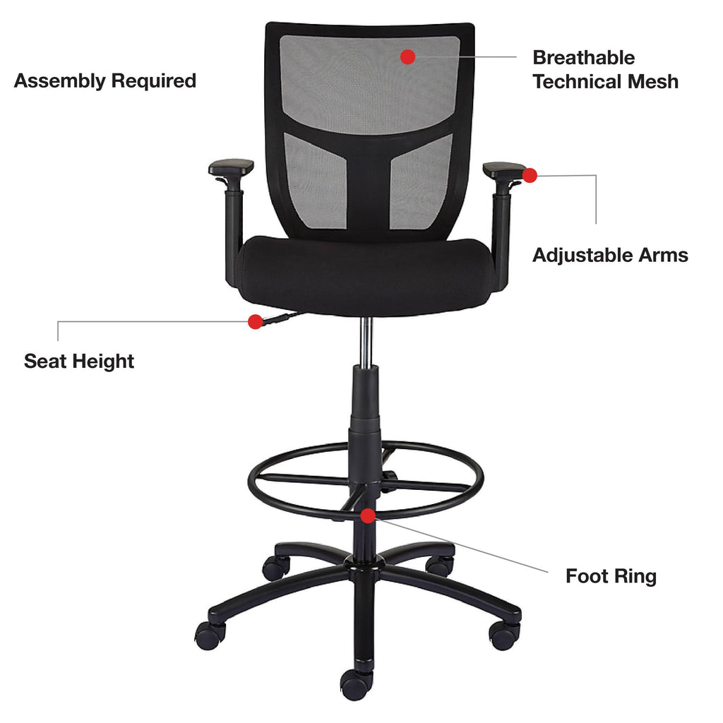 Black Mesh and Fabric Stool I7577