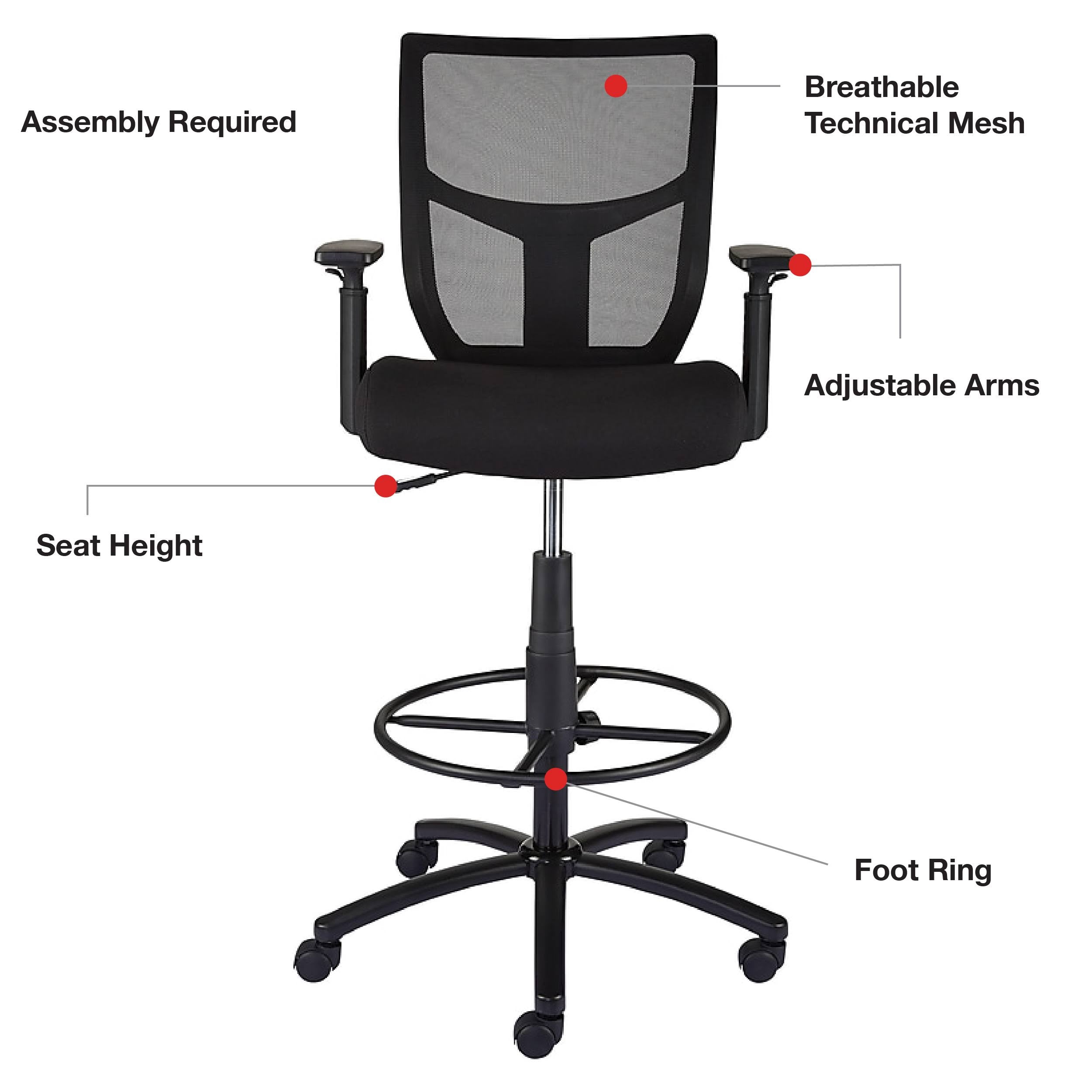 Black Mesh and Fabric Stool I7577