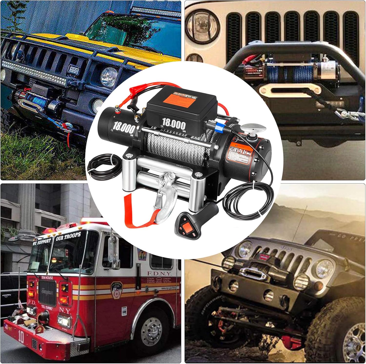 18000lbs Electric Winch with Wireless Remote Control M250