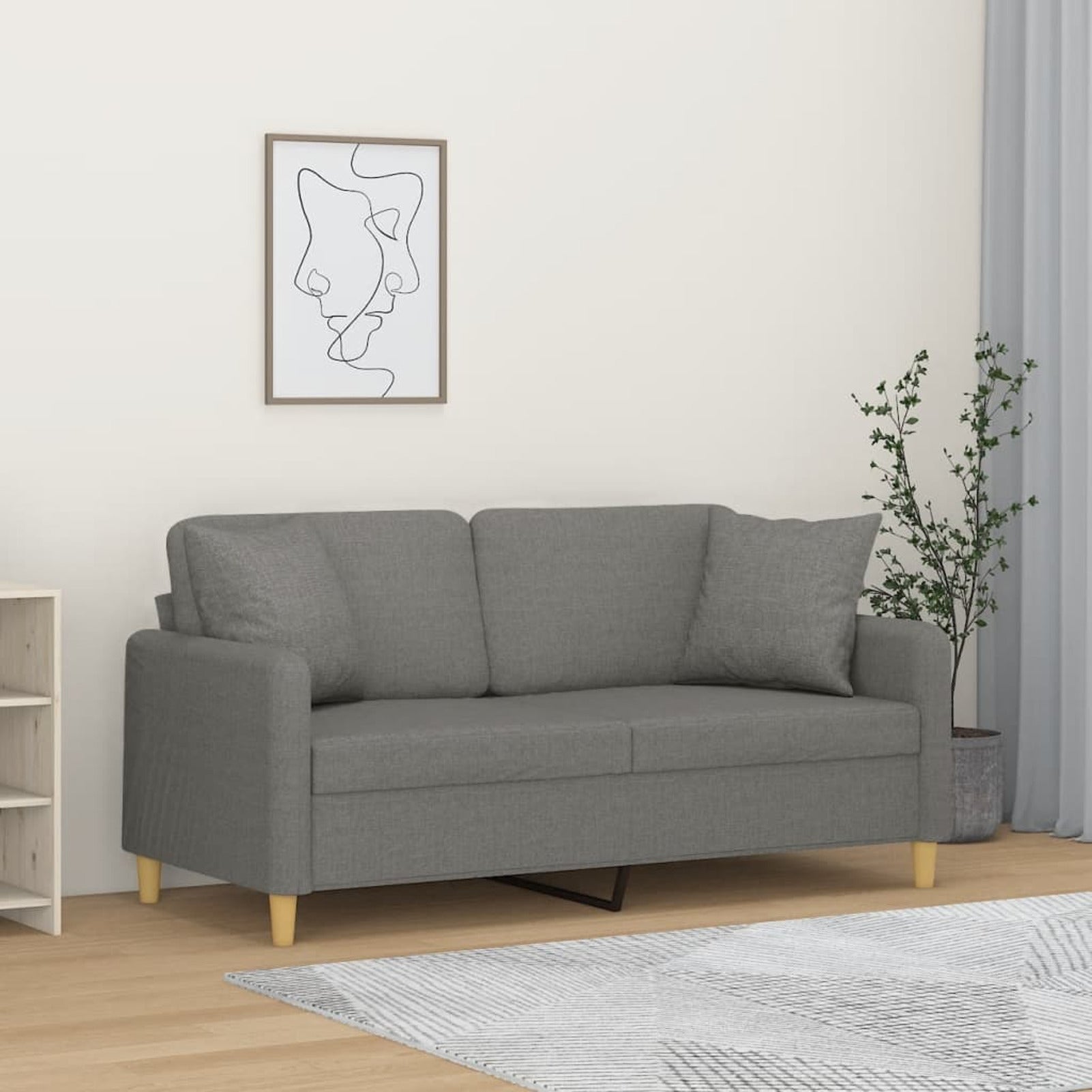 2-Seater Sofa Dark Gray Fabric Y939