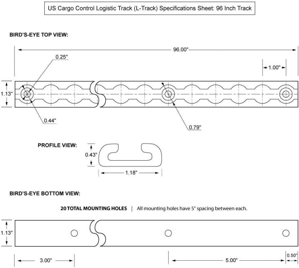 Aluminum L Track 96 Inch Length G152397