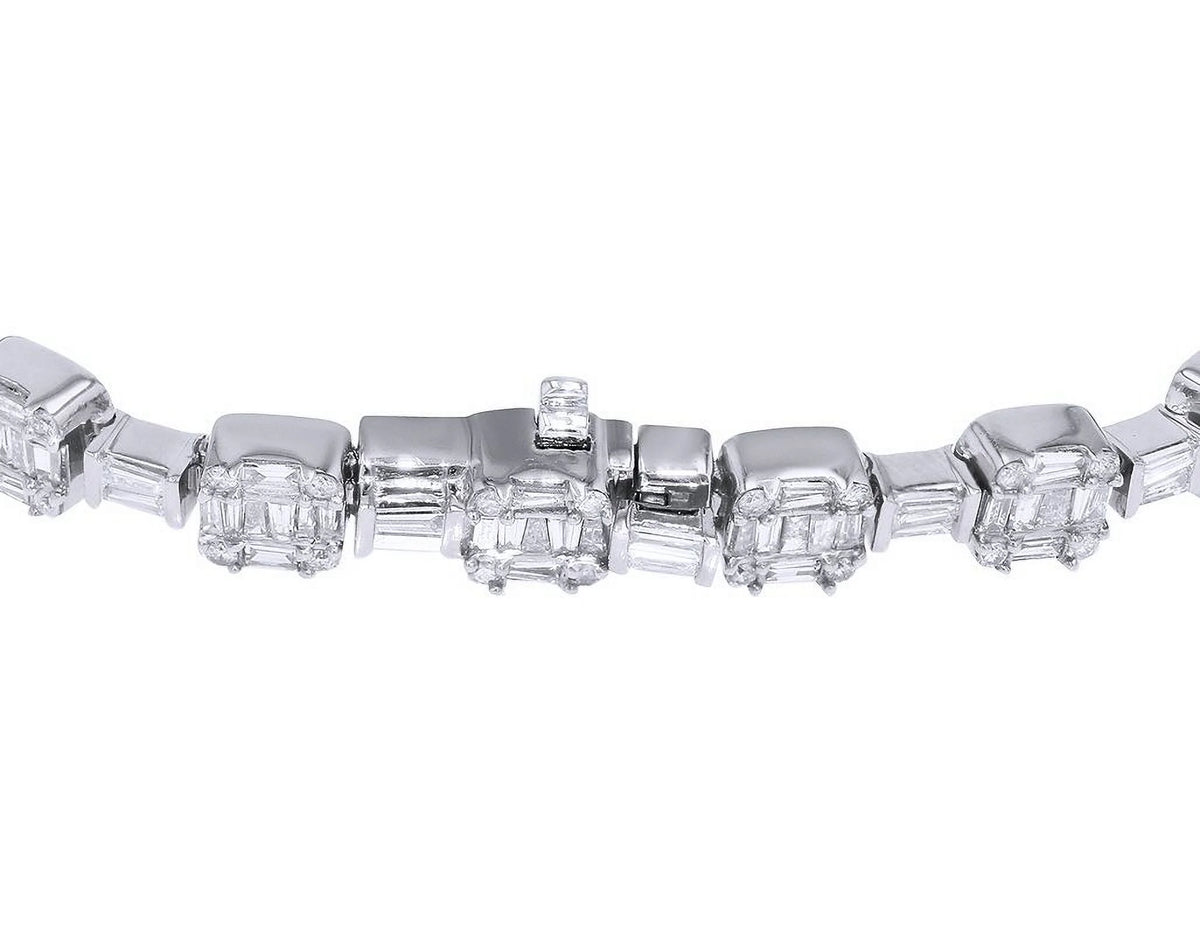 Diamond Square Link Bracelet Gold 6MM 8.5" J947
