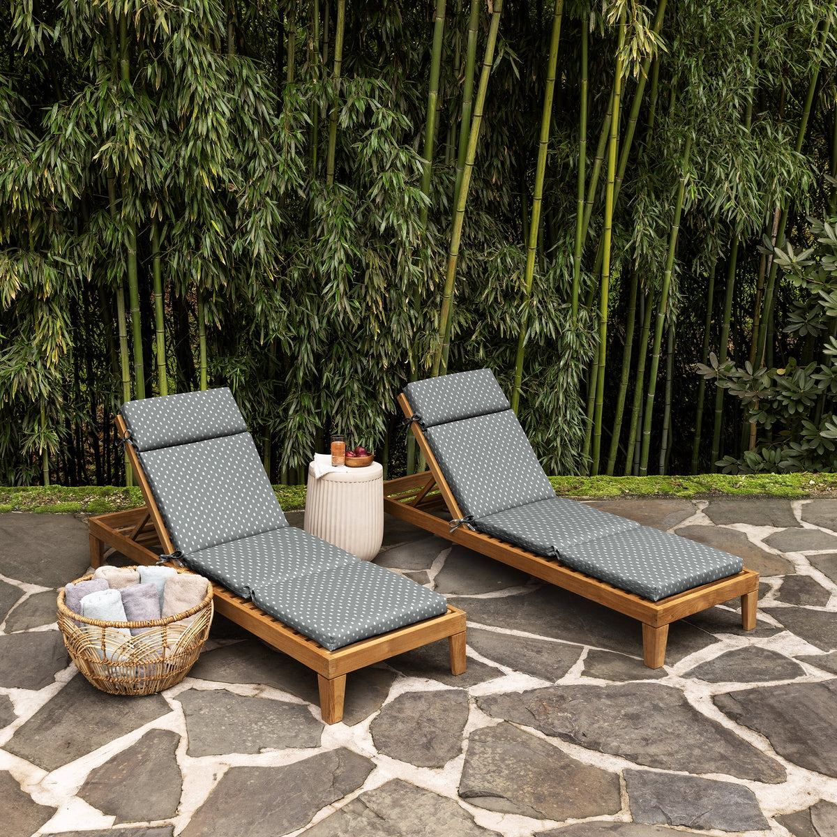 Outdoor Chaise Cushion 72 x 21, Stone Grey Dot V23461