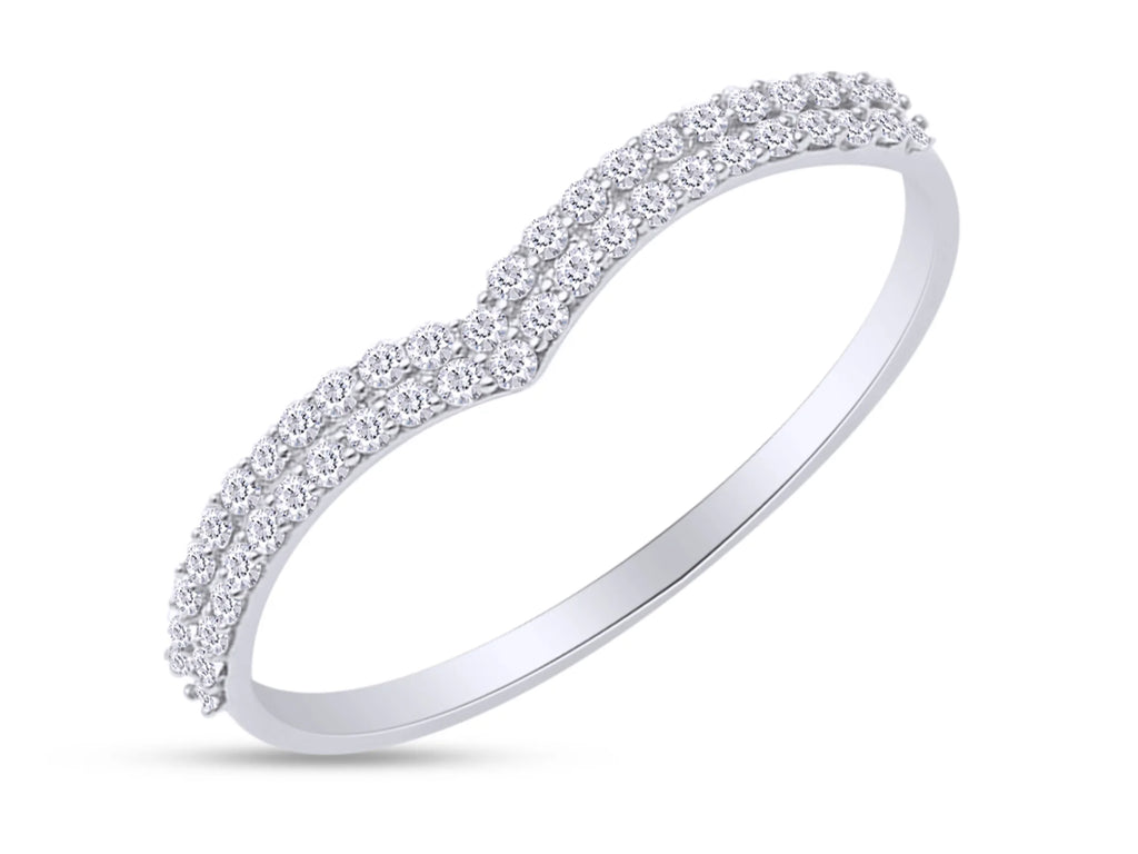 14K White Gold Over Sterling Silver Diamond Wedding Band Ring G429390