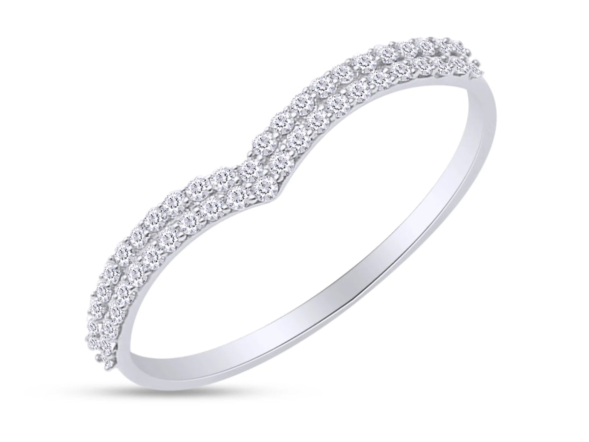 14K White Gold Over Sterling Silver Diamond Wedding Band Ring G429390