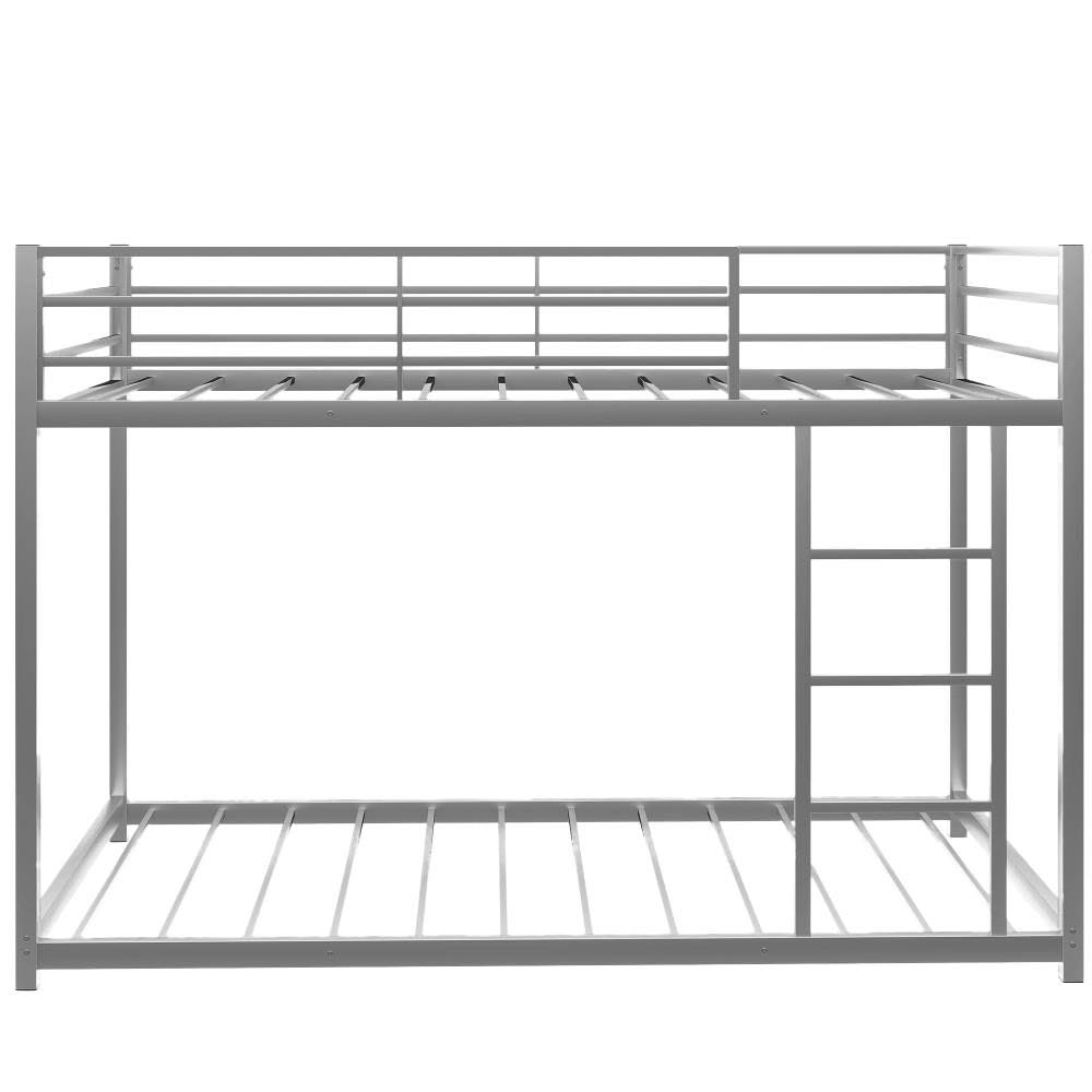 Twin Over Twin Low Metal Bunk Bed with Ladder F452123