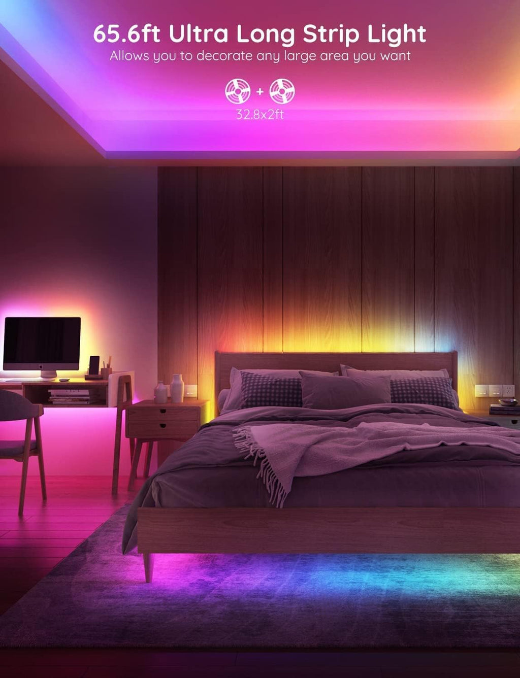 65.6ft RGBIC Smart WiFi LED Light Strip Pack of 2 H921588