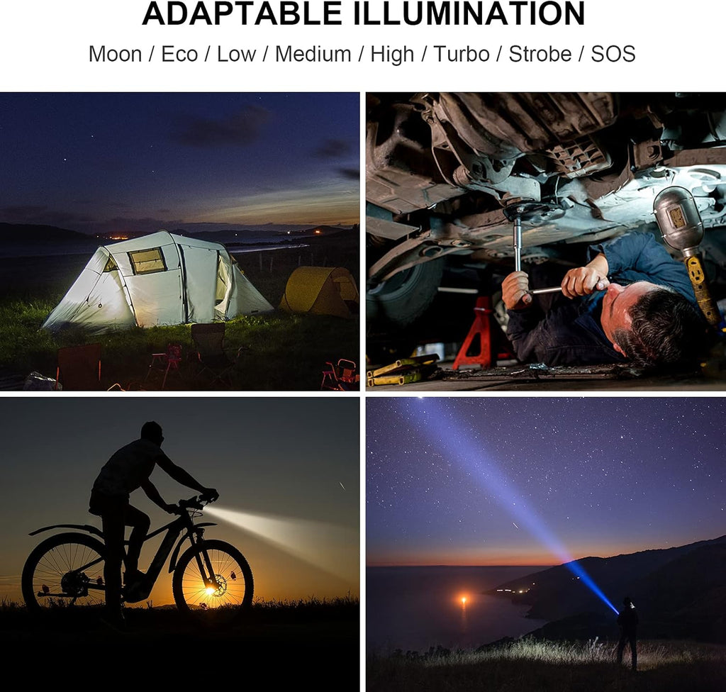 Rechargeable LED Flashlight 2000 Lumen with ATR, USB-A to USB-C Cable T922