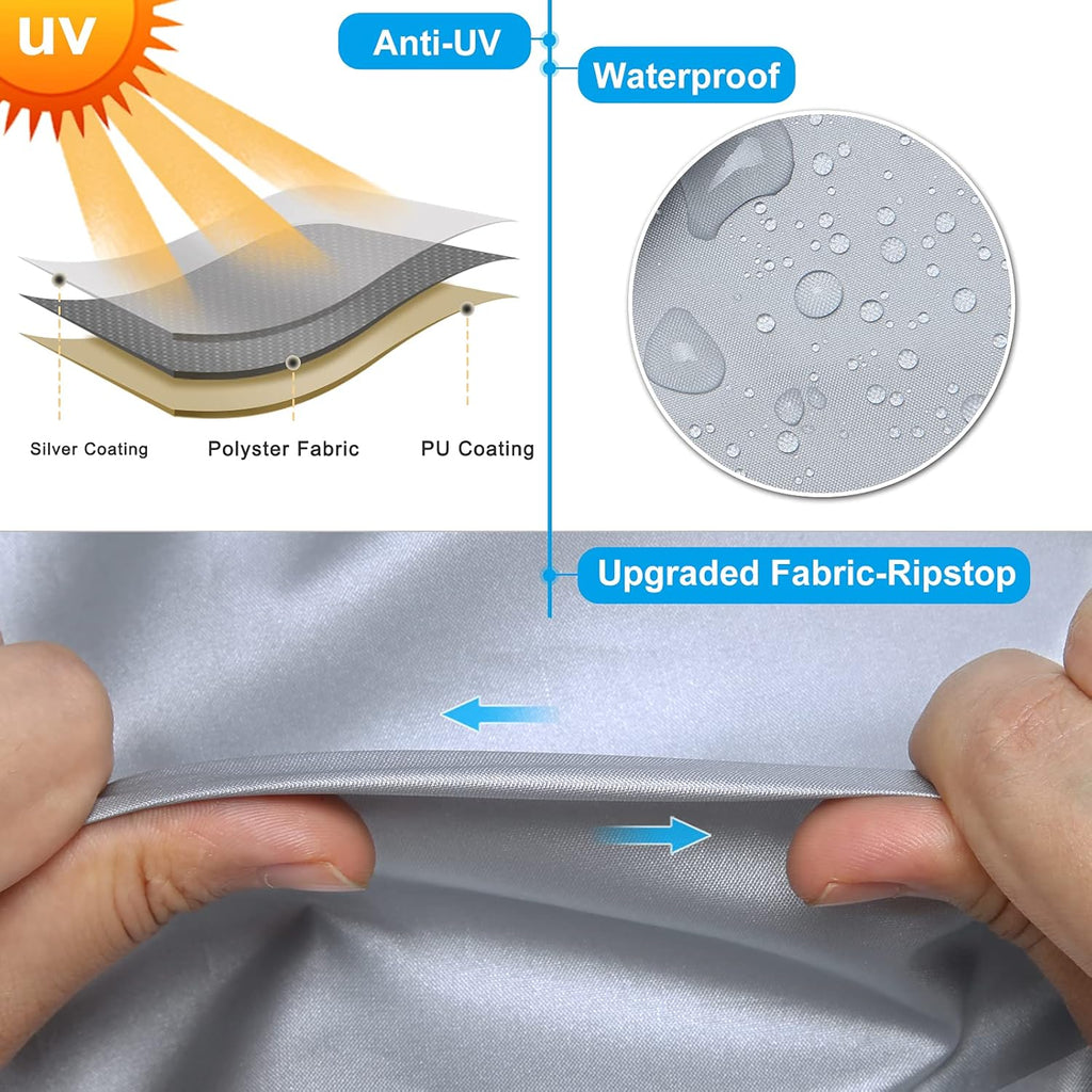 Rip-Stop RV Cover Fits 15'1" - 18' Long Motorhome, Waterproof Camper Cover with Gutter Covers T697969
