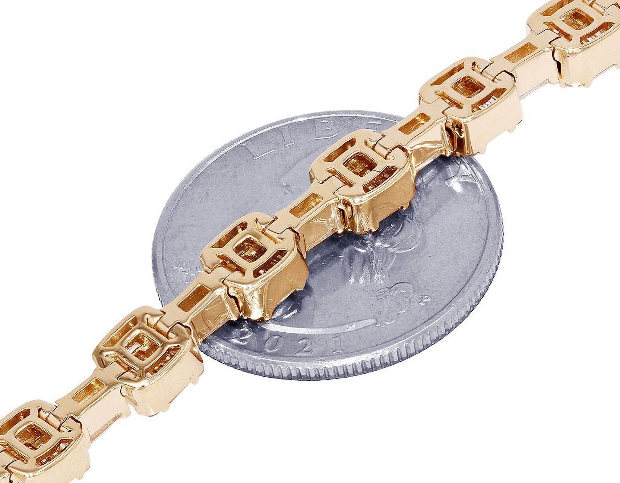 Diamond Square Link Bracelet Gold 6MM 8.5" J947