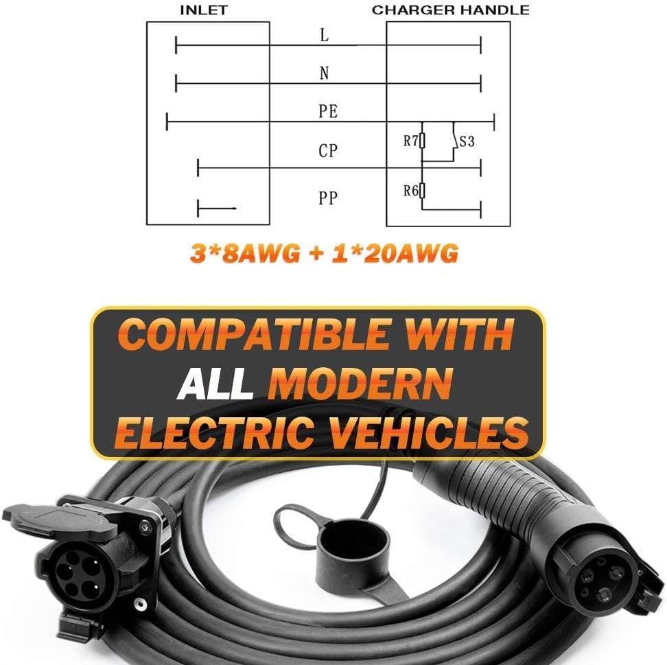 EV Charger Extension Cable 32Amp 20ft Charging Cord M633