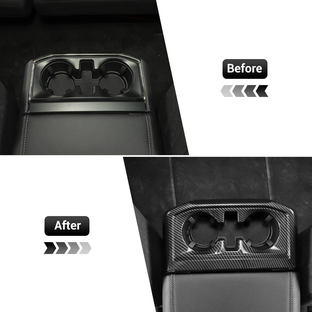 Carbon Fiber Center Console Cup Holder Trim Cover Panel Kit 2PCs G394
