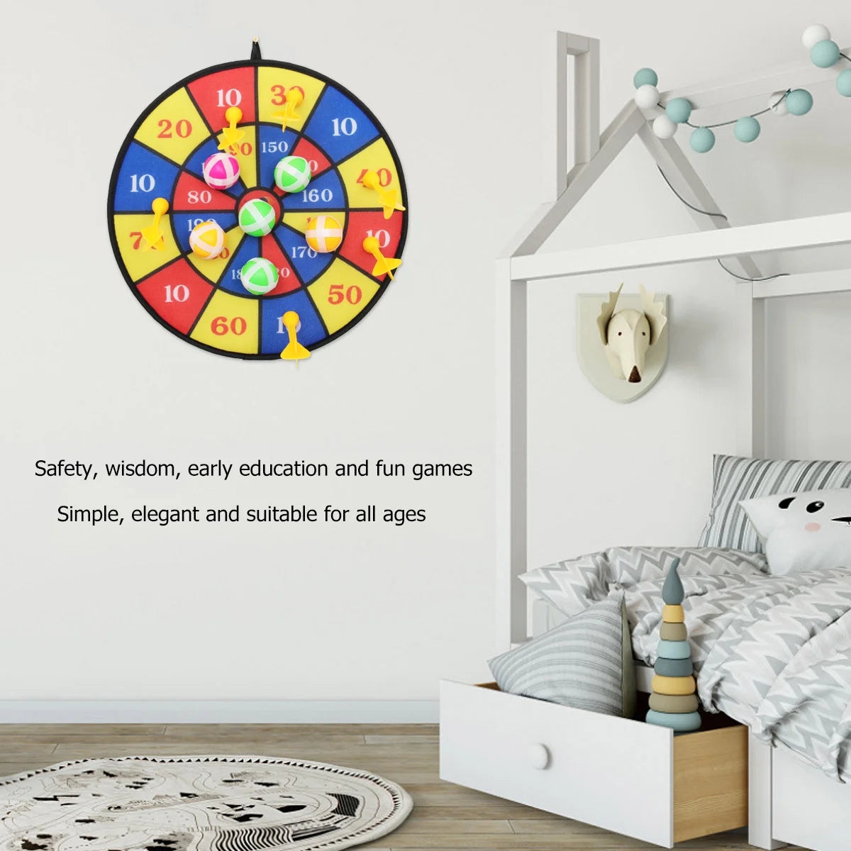 Flocking Dart Board with 4pcs Darts Dartboard Set V7031