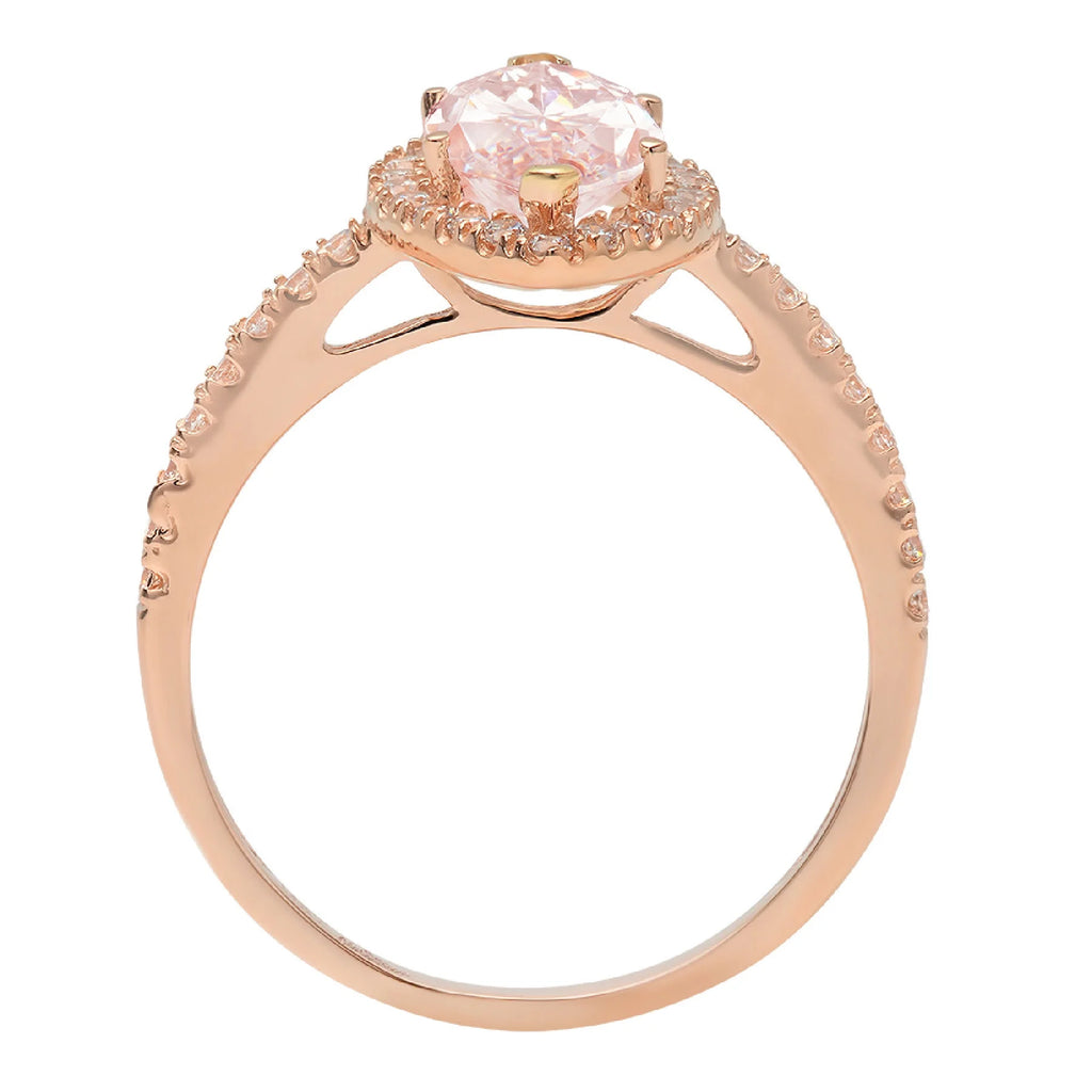2.38ct Marquise Cut Pink Simulated Diamond 14k Pink Rose Gold Halo Ring Size 10 D20582