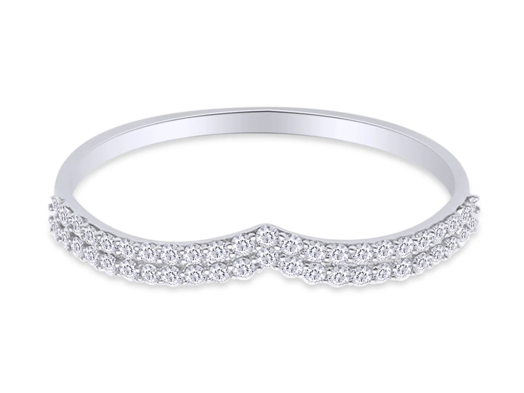 14K White Gold Over Sterling Silver Diamond Wedding Band Ring G429390