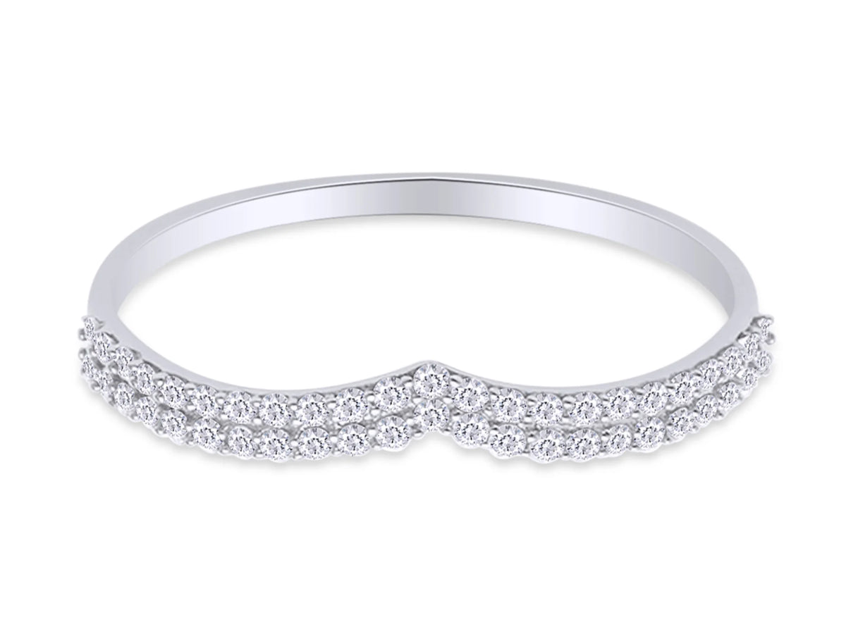 14K White Gold Over Sterling Silver Diamond Wedding Band Ring G429390
