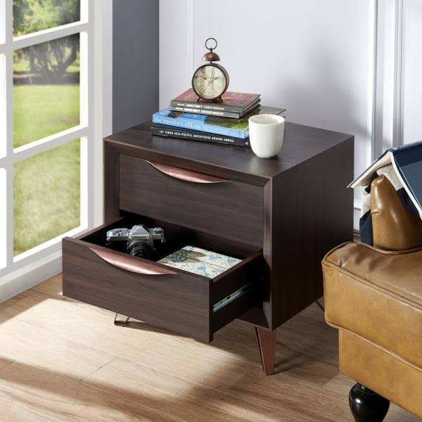 Wenge 2-Drawer Nightstand L695