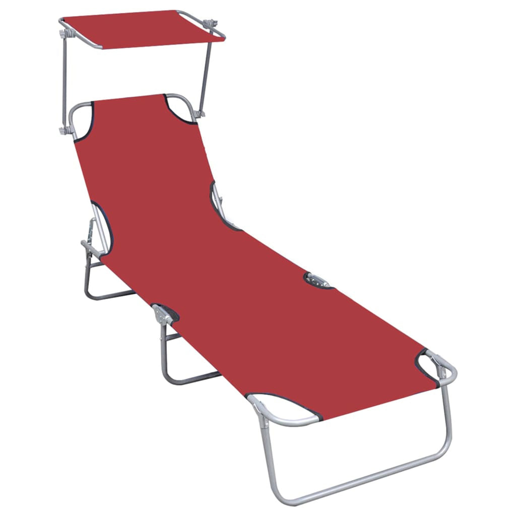 Red Aluminum Adjustable Chaise Chair with Canopy N65028