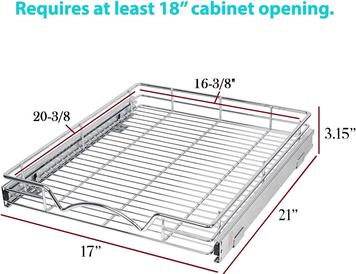 Chrome Finish Wire Frame Pull Out Drawer Cabinet Organizer, Pack of 2 R8991